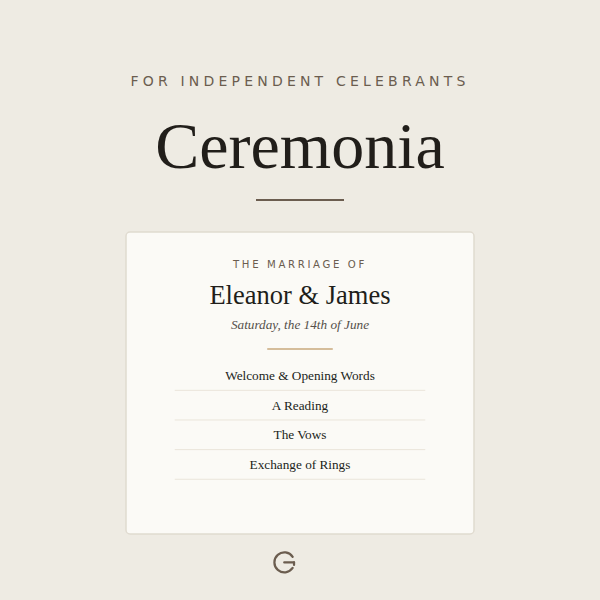 Ceremonia — a ceremony instrument for independent celebrants